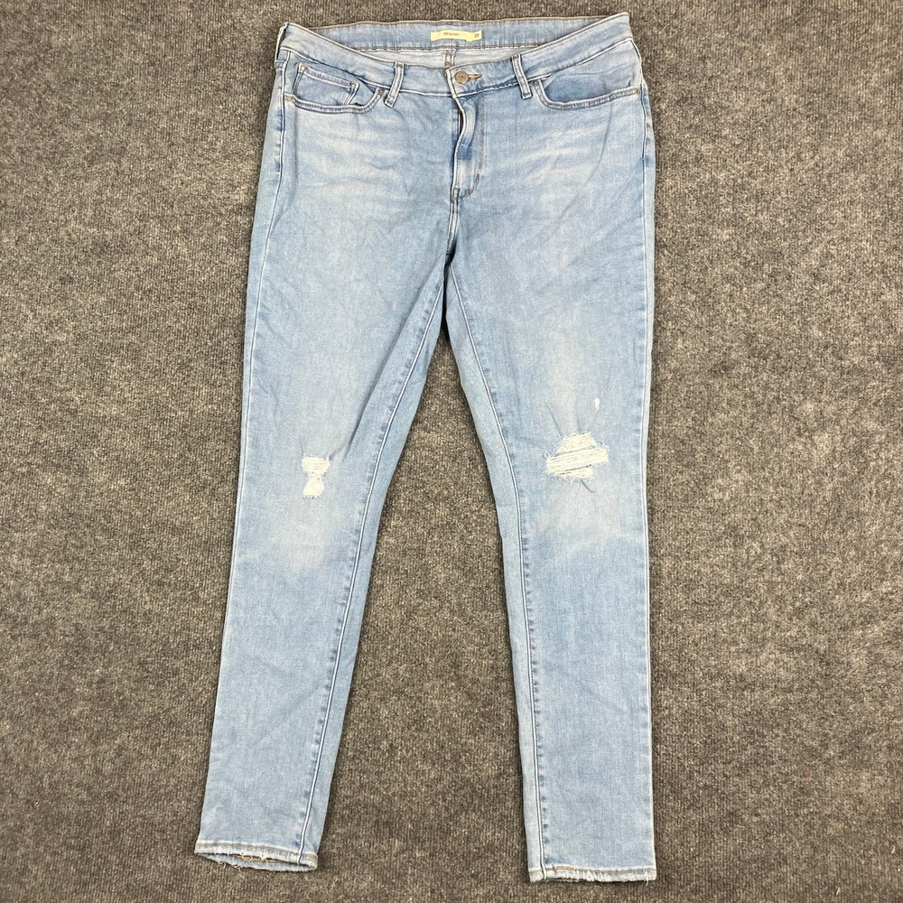 Levi Strauss Distressed 711‎ Skinny Jeans Womens 33x30 Light Blue Faded Slim Fit